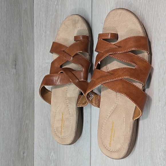 Cloudwalkers By Avenue Jackie Women's Leather Sandals Loop Toe Sz 11W - Picture 2 of 12